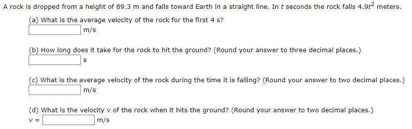 Solved A rock is dropped from a height of 89.3 m and falls | Chegg.com