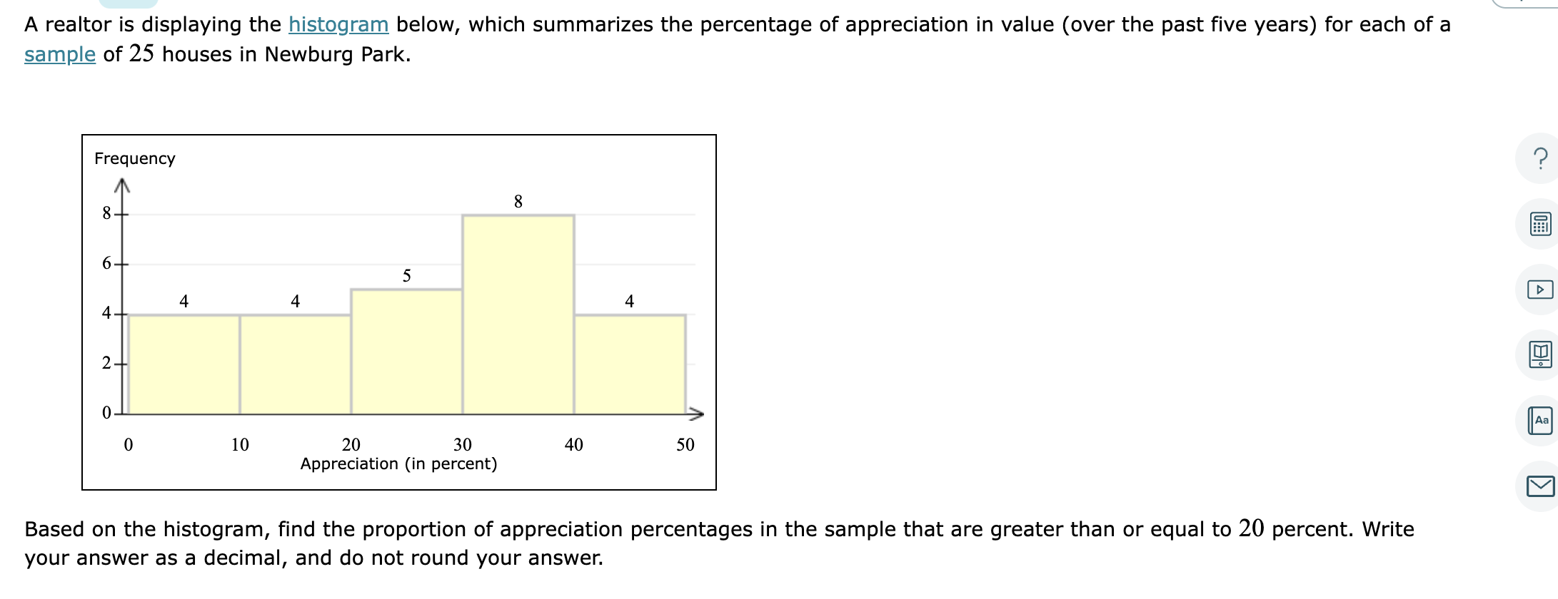 Solved A realtor is displaying the histogram below, which | Chegg.com