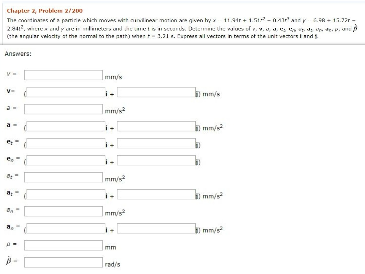 Solved Chapter 2, Problem 2/200 The coordinates of a | Chegg.com