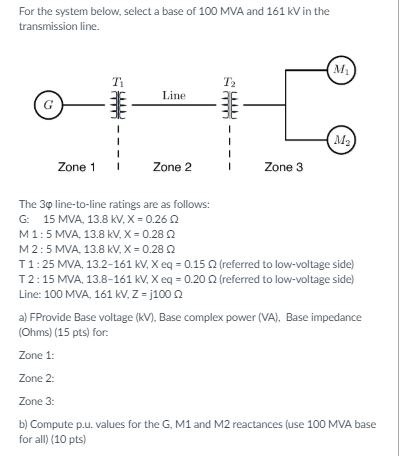 Solved For The System Below, Select A Base Of 100mva And 