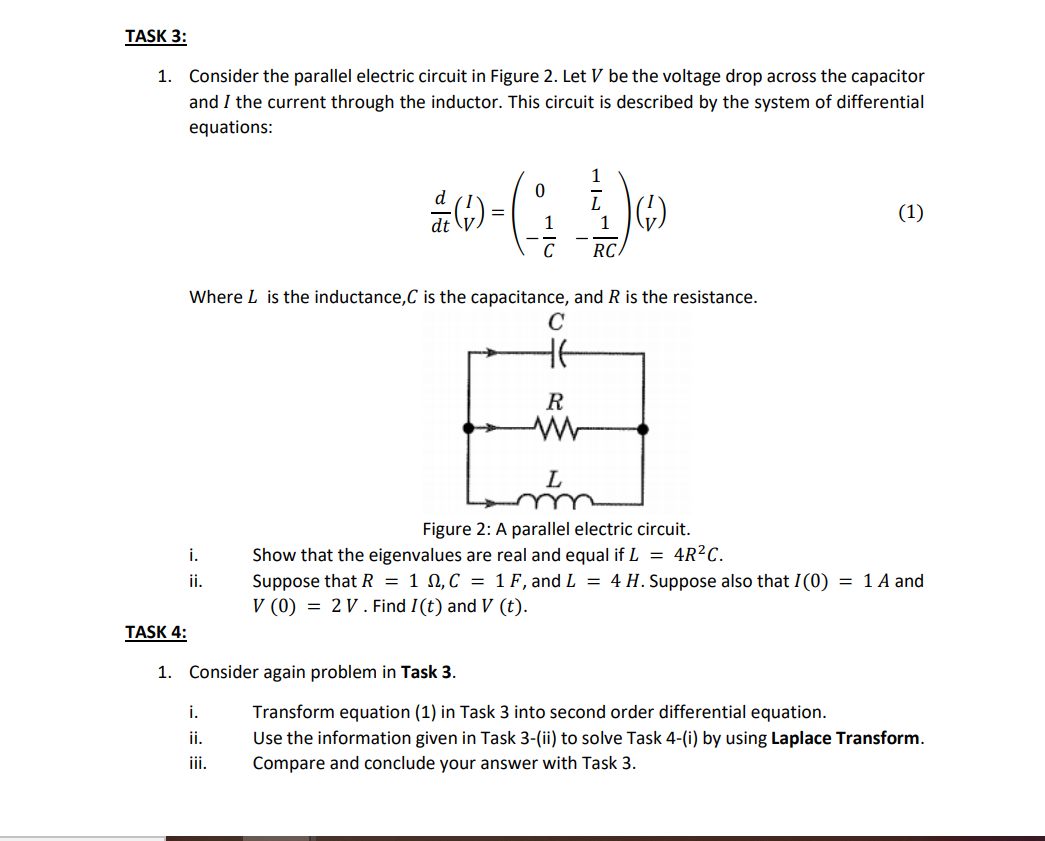 Solved TASK 3: 1. Consider The Parallel Electric Circuit In | Chegg.com