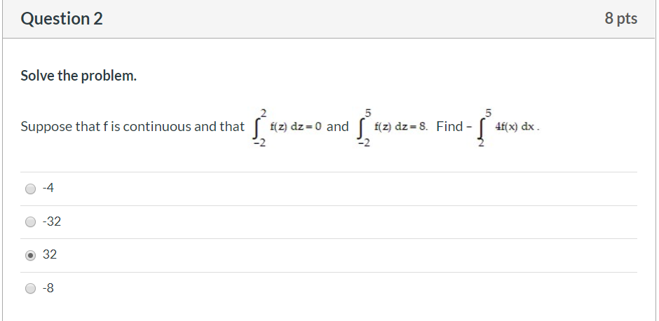 Solved Question 2 8 pts Solve the problem. Suppose that fis | Chegg.com