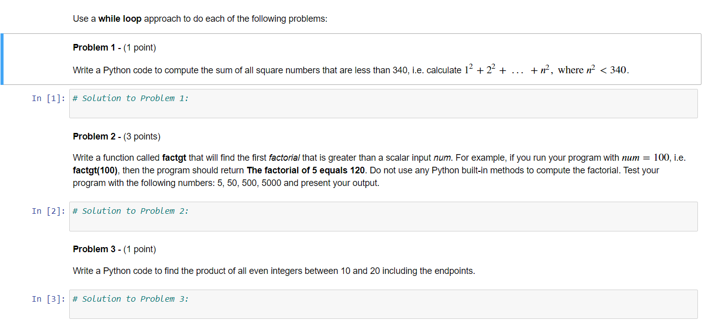 Solved Use a while loop approach to do each of the following | Chegg.com