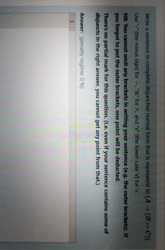 Solved Write a sentence in complete disjunctive normal form | Chegg.com