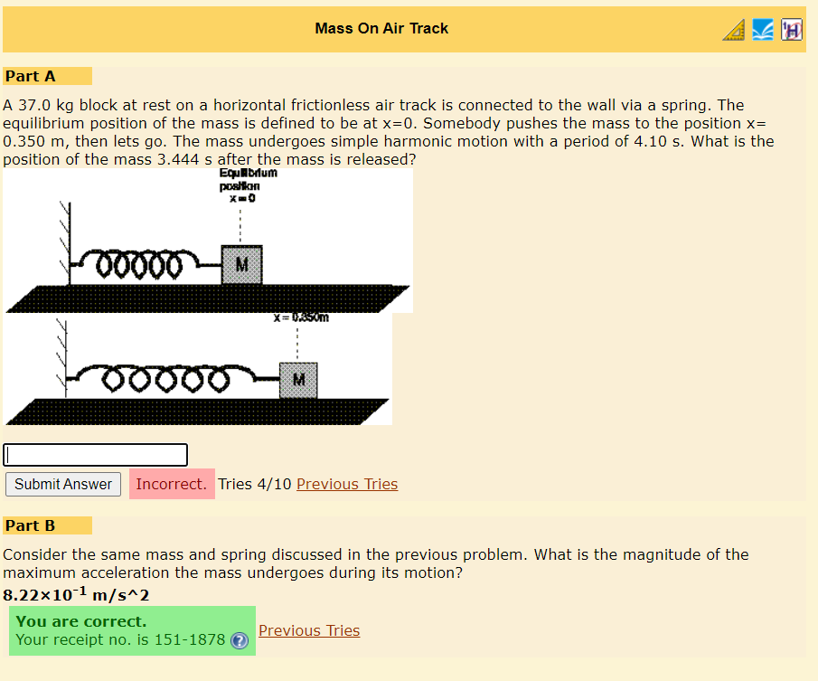 Solved Mass On Air Track TH Part A A 37.0 kg block at rest | Chegg.com