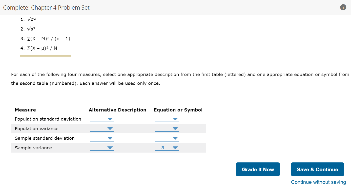 Solved 12. Measures Of Variability Match-up There Are | Chegg.com