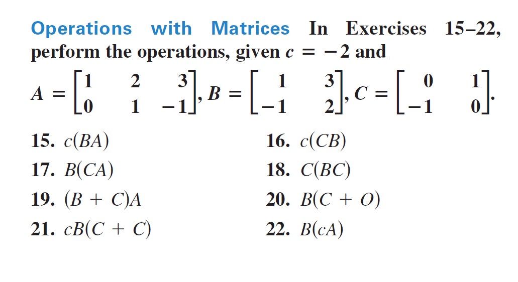 Solved Operations With Matrices In Exercises 15-22, Perform | Chegg.com