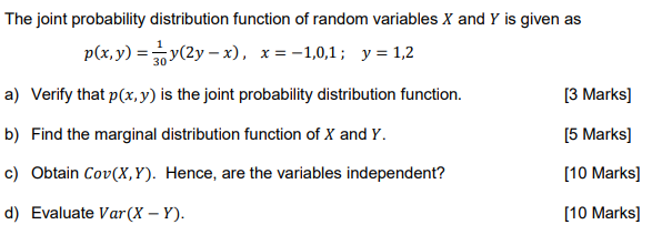 Solved The joint probability distribution function of random | Chegg.com