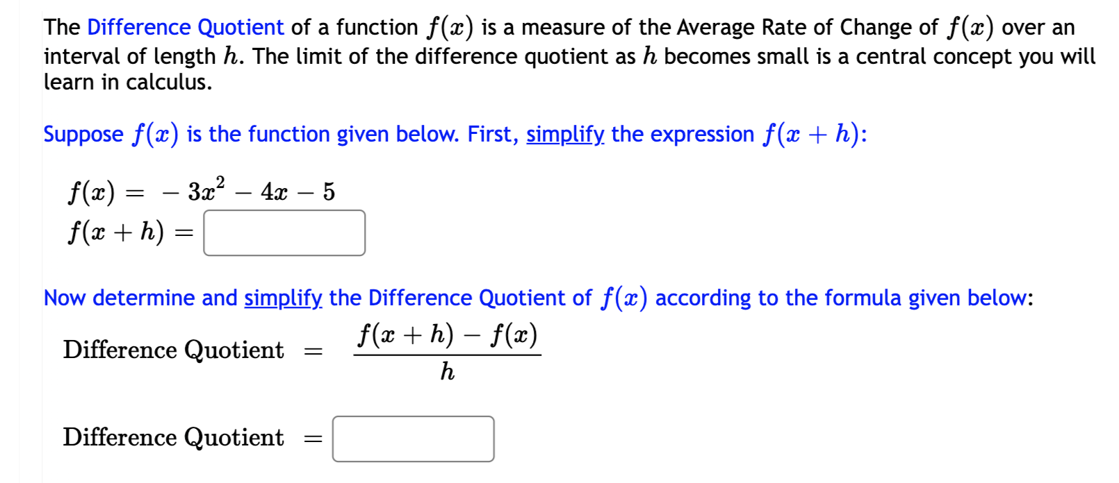 difference quotient formula