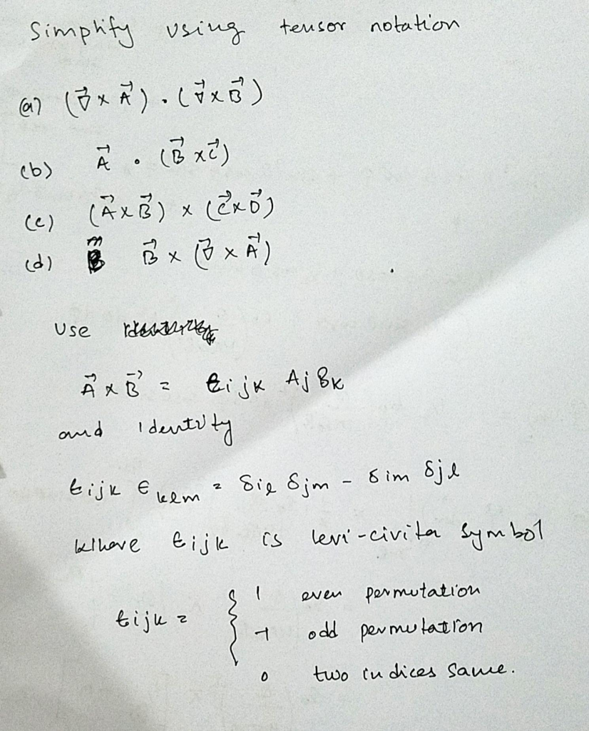 Solved Tensor Notation Simplify Using A B X A 4 Chegg Com