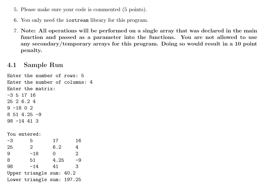 Solved 4 Problem 2 - Matrix Operations 40 points The | Chegg.com