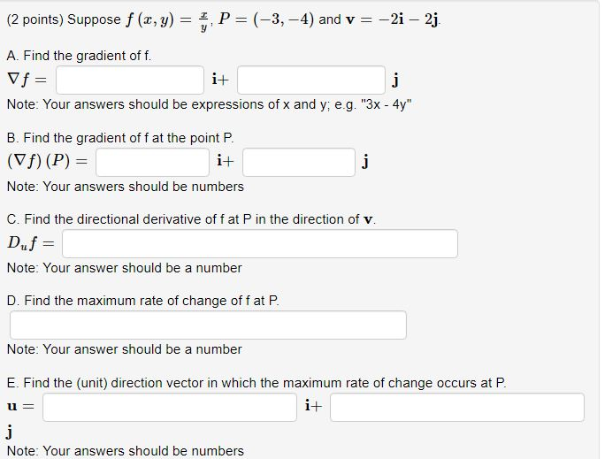 Solved Suppose F X Y Xyf X Y Xy P 3 4 P 3 4 And Chegg Com