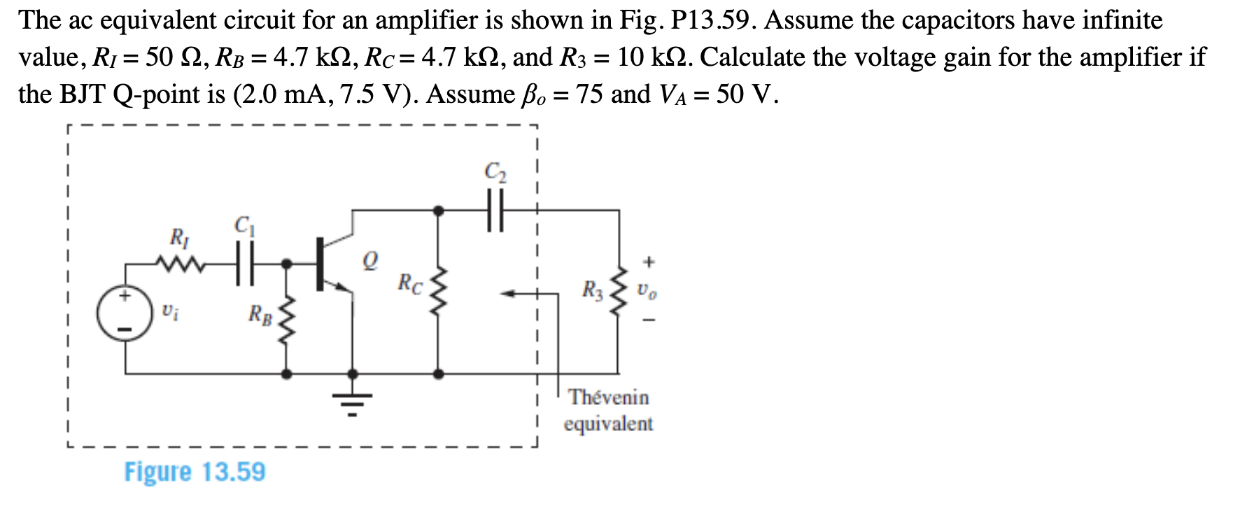Solved The ac equivalent circuit for an amplifier is shown | Chegg.com