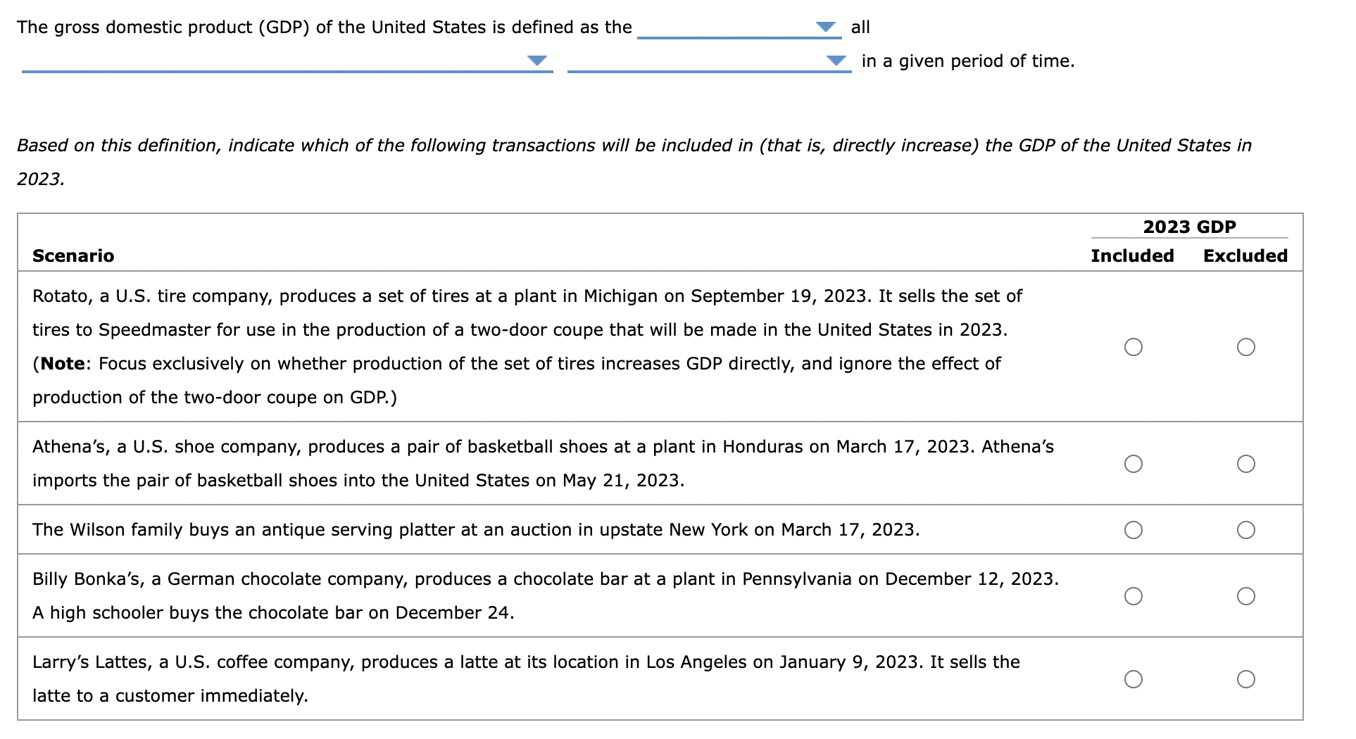 Solved The gross domestic product (GDP) of the United States | Chegg.com