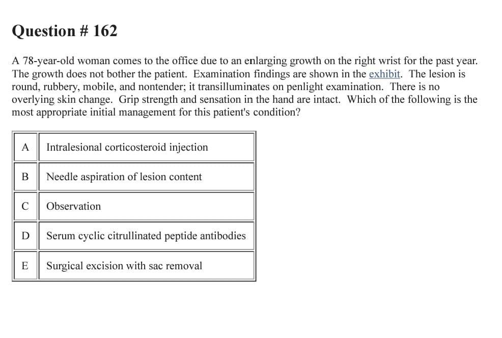Solved Question # 162 A 78-year-old woman comes to the | Chegg.com