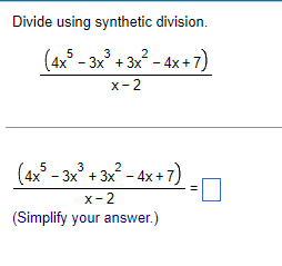 Solved Divide using synthetic division. | Chegg.com