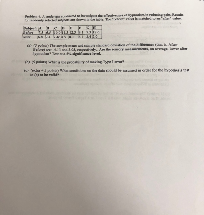 Solved Problem 4. A study was conducted to investigate the | Chegg.com