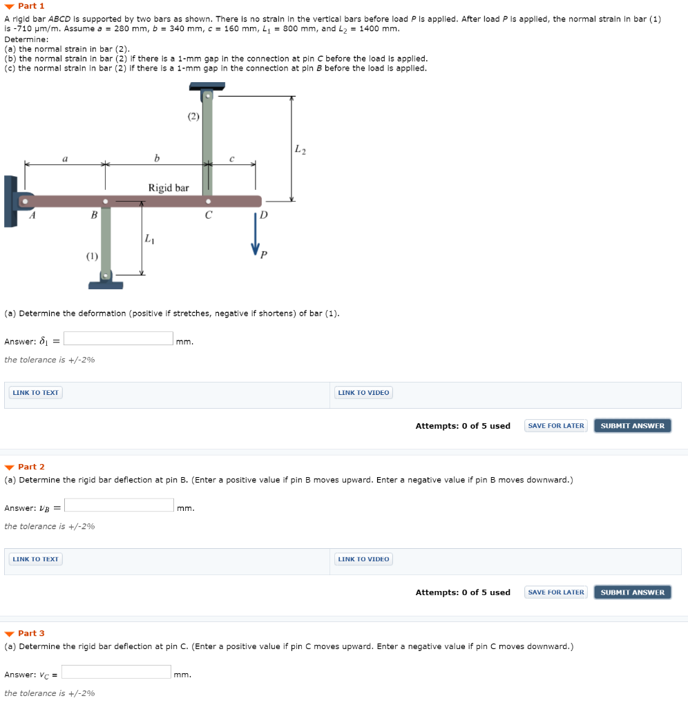 Solved Part 1 A Rigid Bar ABCD Is Supported By Two Bars As | Chegg.com