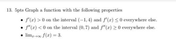 Solved 13. 5pts Graph a function with the following | Chegg.com