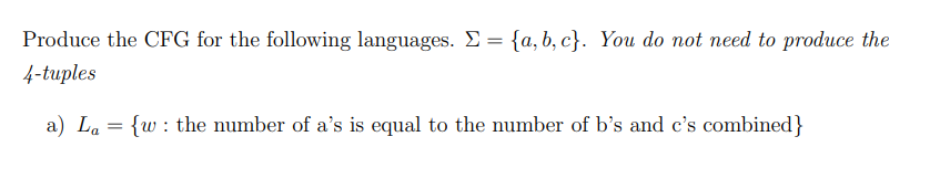 Solved Produce The CFG For The Following Languages. | Chegg.com