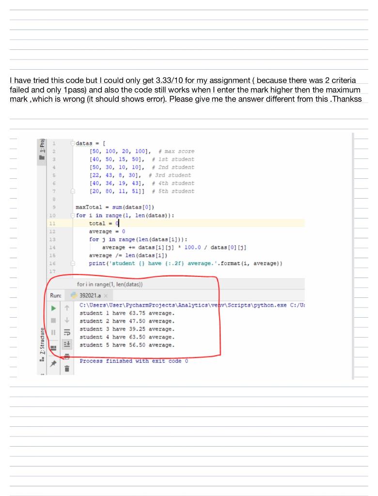 Solved Question : Please find the average marks of all | Chegg.com