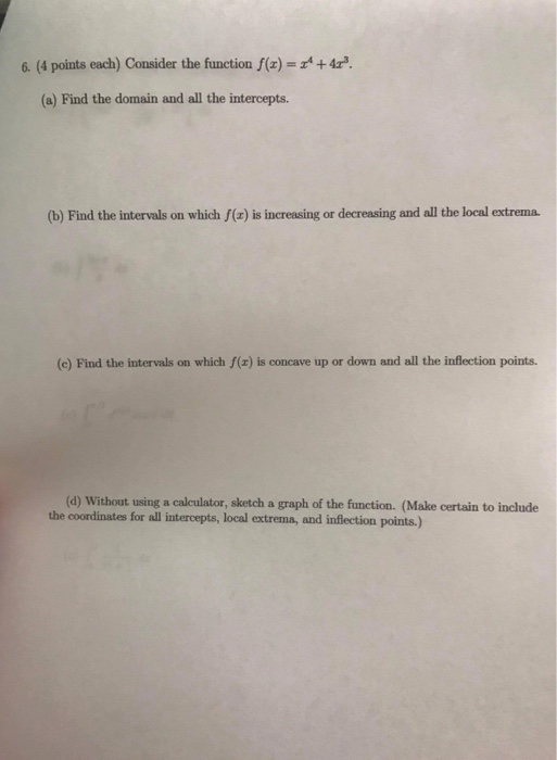 Solved 6. (4 points each) Consider the function f(z) = z44. | Chegg.com