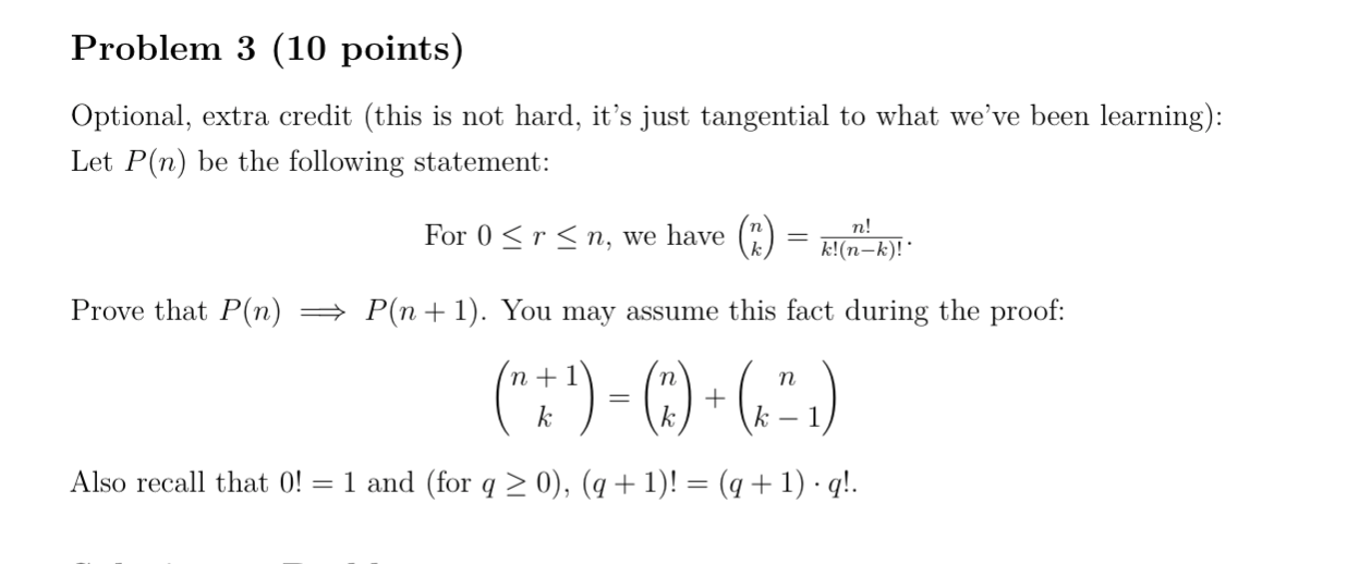 Solved Problem 3 (10 points) Optional, extra credit (this is | Chegg.com
