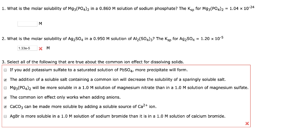 Solved 1. What is the molar solubility of Mg3(PO4)2 in a | Chegg.com