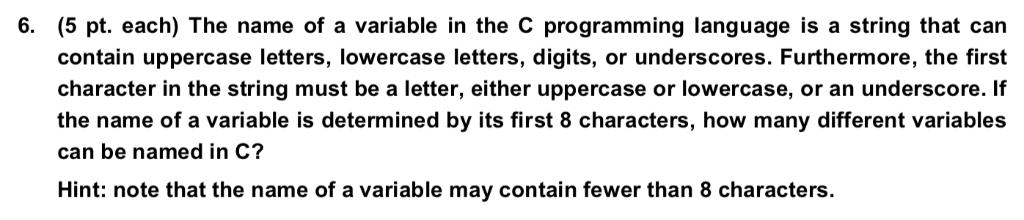 Solved 6 5 Pt Name Variable C Programming Language String Contain Solved 6 5 Pt Name Variable C Programming Language String Contain