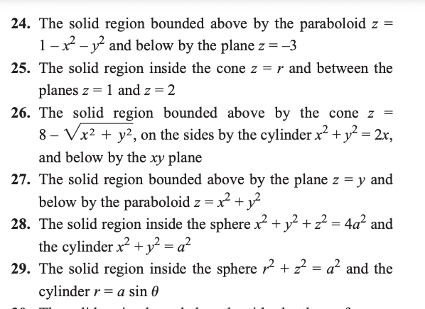 Solved #21 , #23, And #25 Triple Integral Cylindrical. Solve | Chegg.com