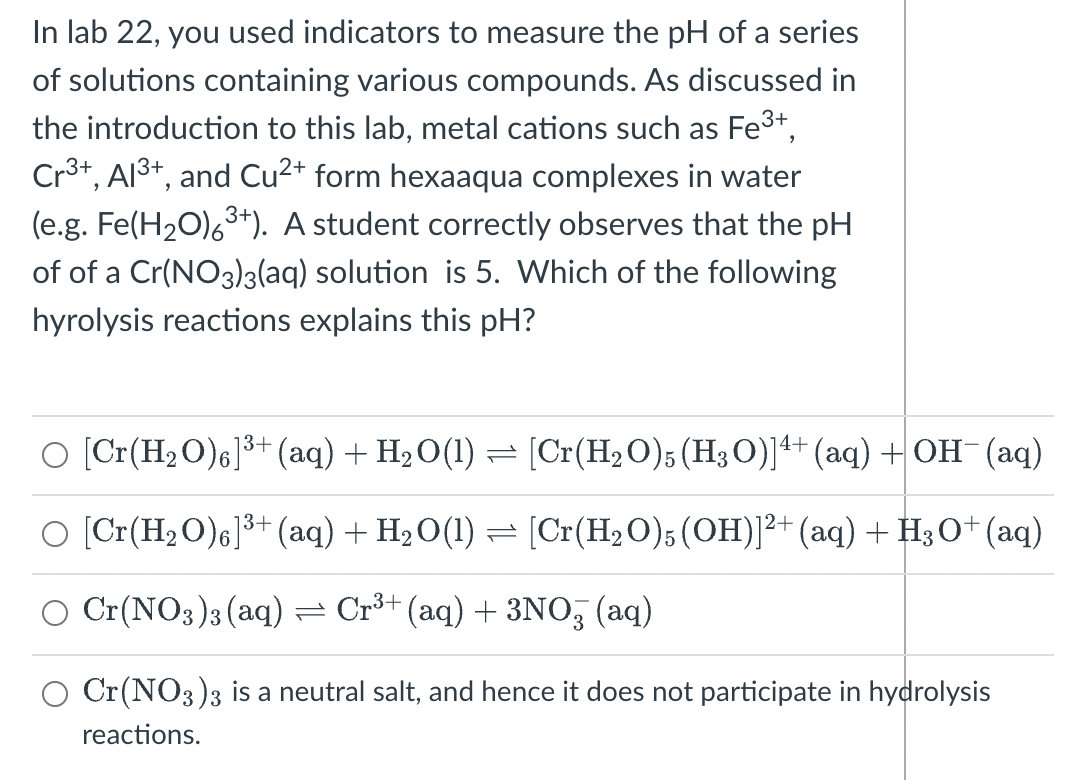 Solved In lab 20 , you observed the pH and conductivity of | Chegg.com