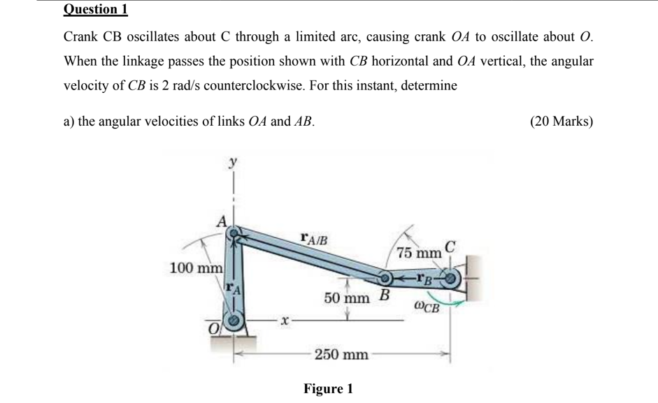 Solved Question 1 Crank CB Oscillates About C Through A | Chegg.com