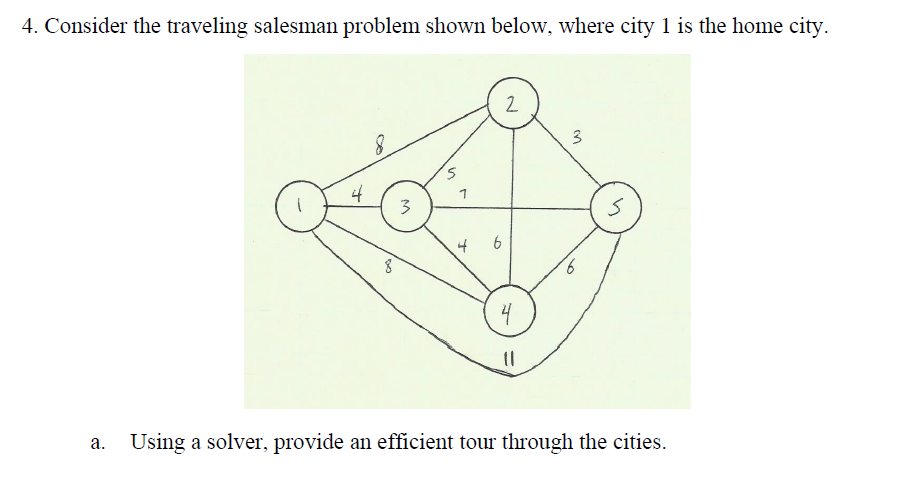 Solved 4. Consider The Traveling Salesman Problem Shown | Chegg.com