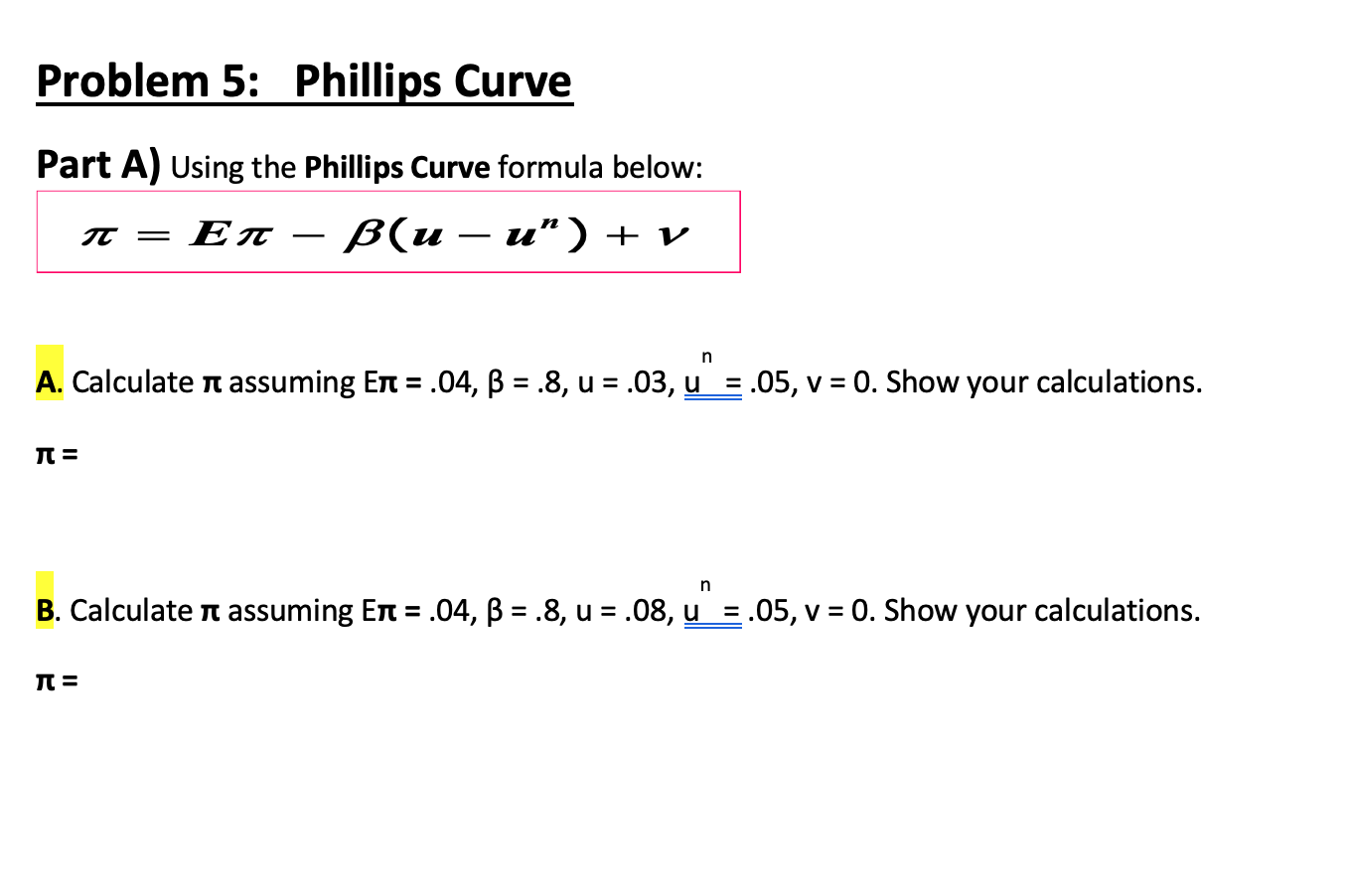 Solved Problem 5: Phillips Curve Part A) Using The Phillips | Chegg.com