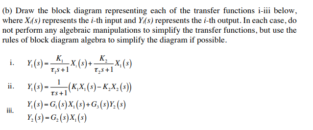 Solved (b) Draw The Block Diagram Representing Each Of The | Chegg.com