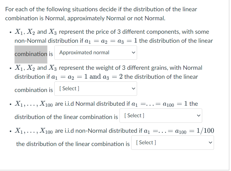 Solved ombination is Normal, approximately Normal or not | Chegg.com