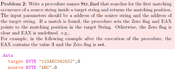 Solved Problem 2: Write a procedure names Str find that | Chegg.com