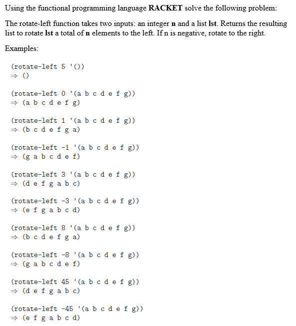 Solved Using the functional programming language RACKET | Chegg.com