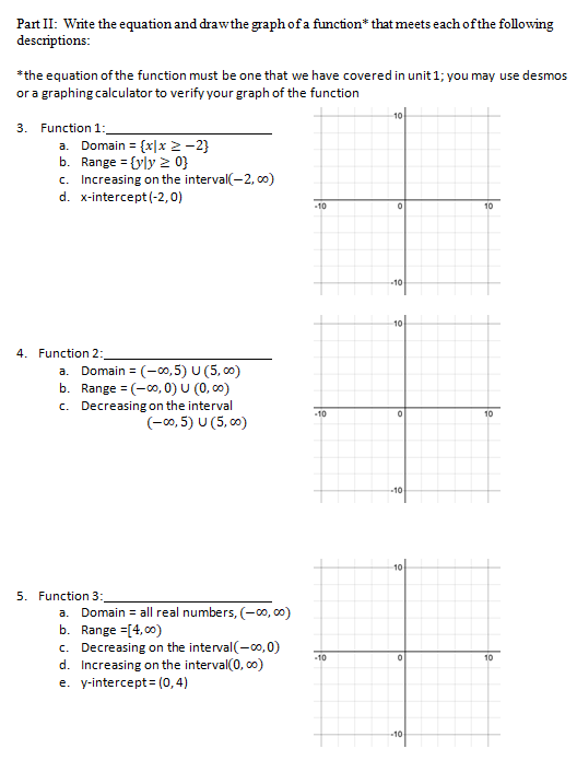 Solved Part Ii: Write The Equation And Drawthe Graph Of A 