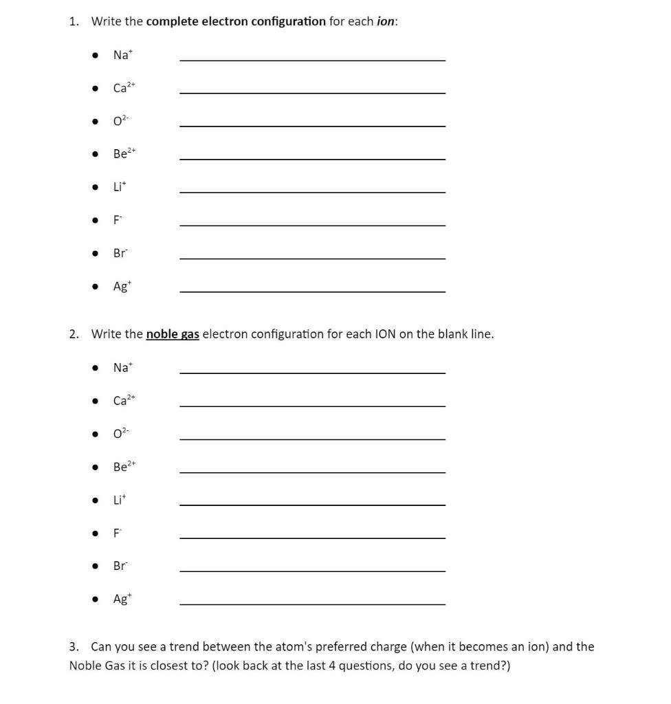 Solved 1. Write The Complete Electron Configuration For Each | Chegg.com