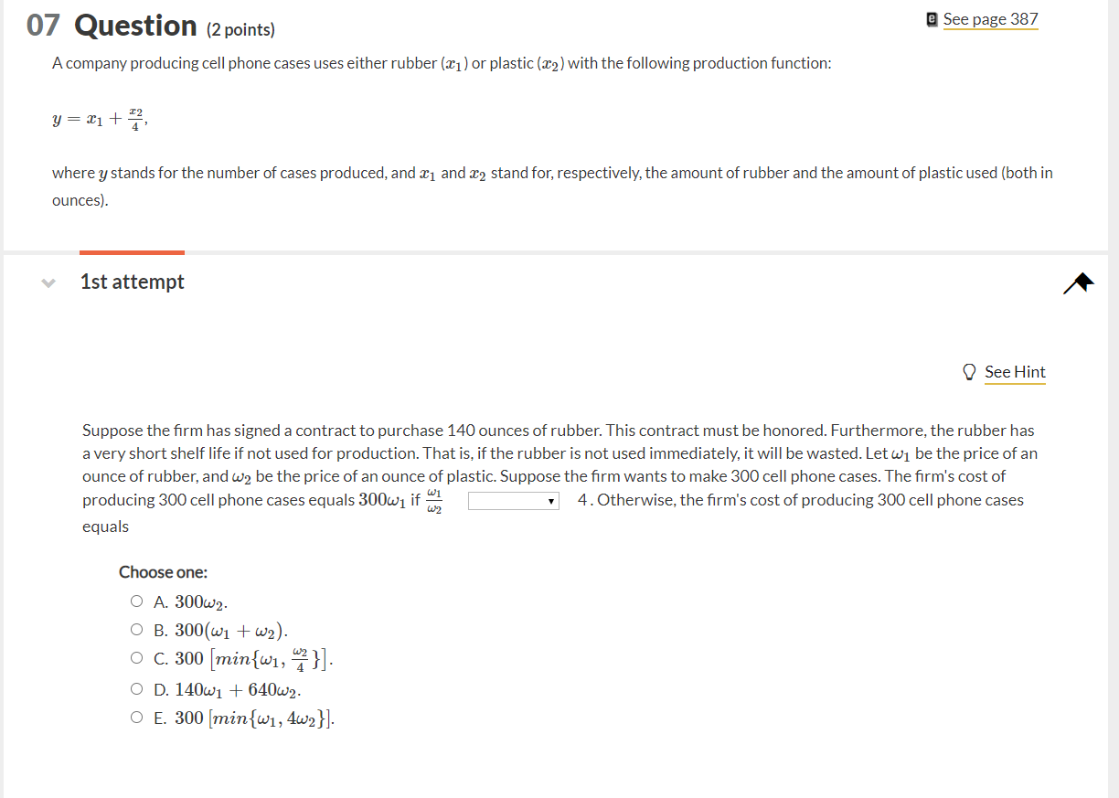 Solved e See page 387 07 Question (2 points) A company | Chegg.com