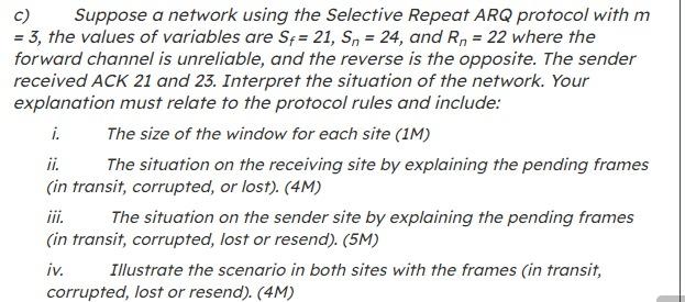 Solved C) Suppose a network using the Selective Repeat ARQ | Chegg.com