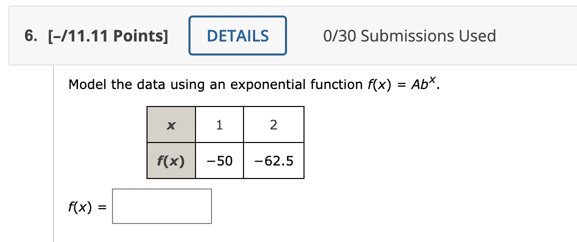 Solved Model the data using an exponential function | Chegg.com