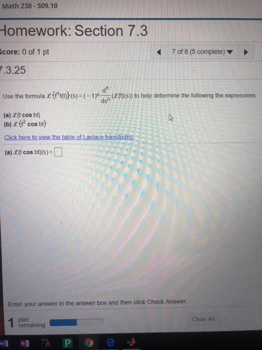 Solved Math 238-S09.10 Homework: Section 7.3 core: 0 of 1 pt | Chegg.com
