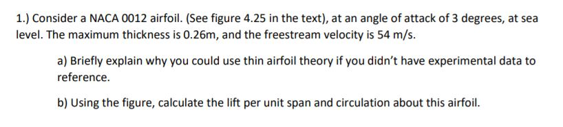Solved 1.) Consider a NACA 0012 airfoil. (See figure 4.25 in | Chegg.com