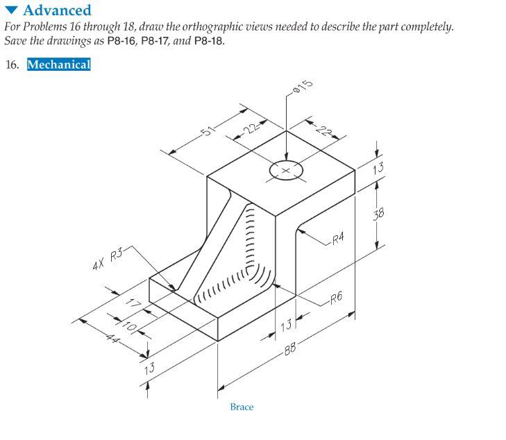 Solved 15. Mechanical Draw the views of the support shown. | Chegg.com