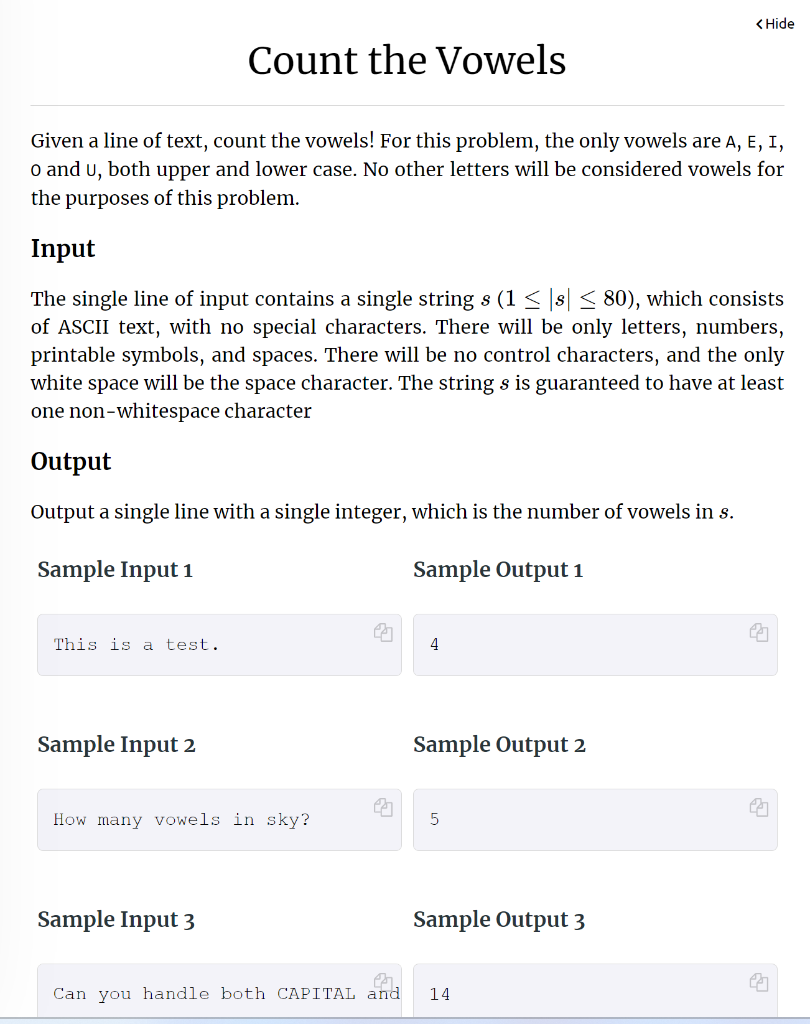 Solved Count The Vowels Given A Line Of Text, Count The | Chegg.com