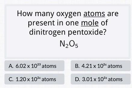 Solved How Many Oxygen Atoms Are Present In One Mole Of