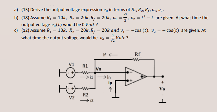 Solved A 15 Derive The Output Voltage Expression V In Chegg Com
