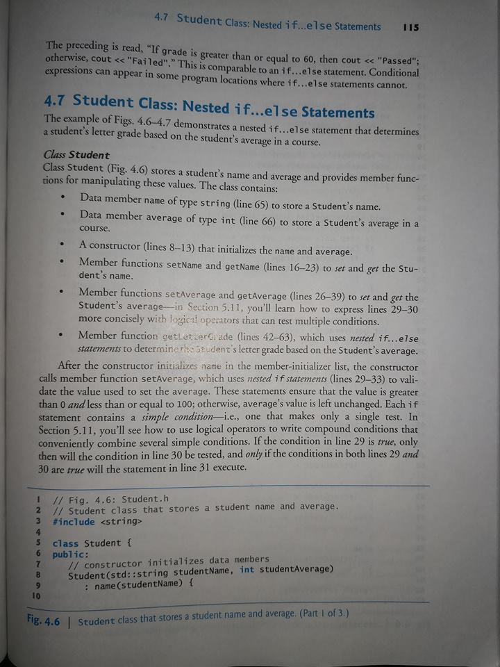 Solved 4.7 Student Class: Nested if.. .else Statements 115 | Chegg.com
